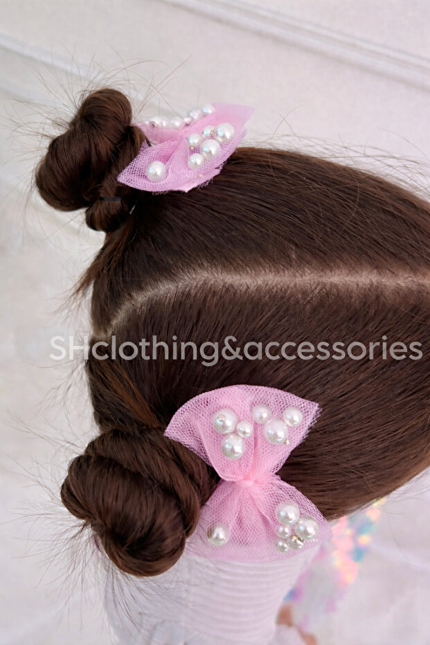 Girl's Bowknot Pearl Clip Buckle