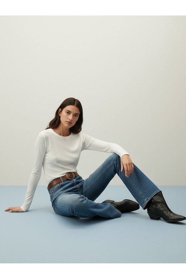 Fallon Spanish Flare High Waist Mid Indigo Jean Pants