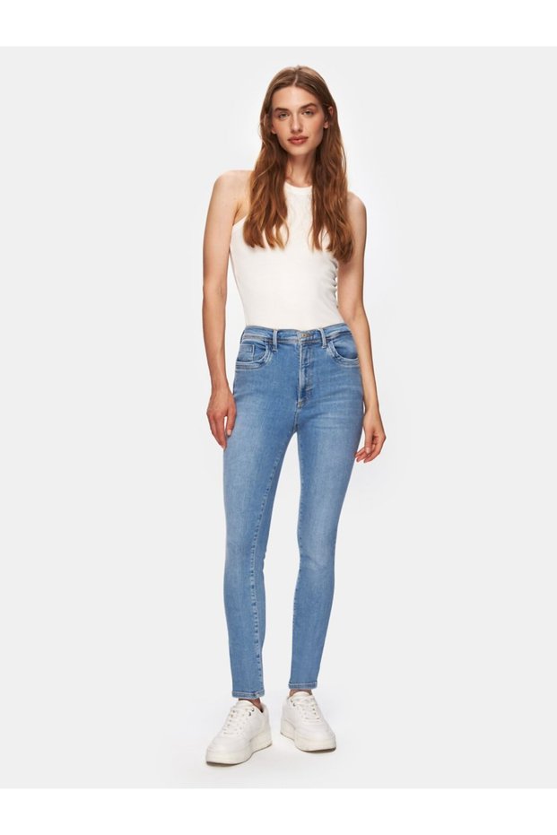 Jonna 100 Slim Leg High Waist Mid Indigo Jean Pants