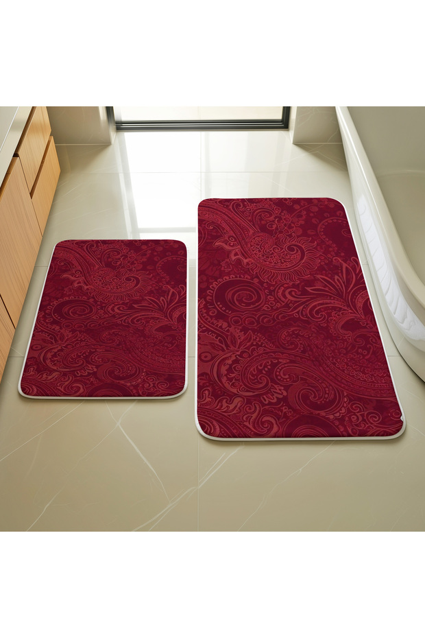 Burgundy Ethnic Pattern 2-Piece Mat Set M94