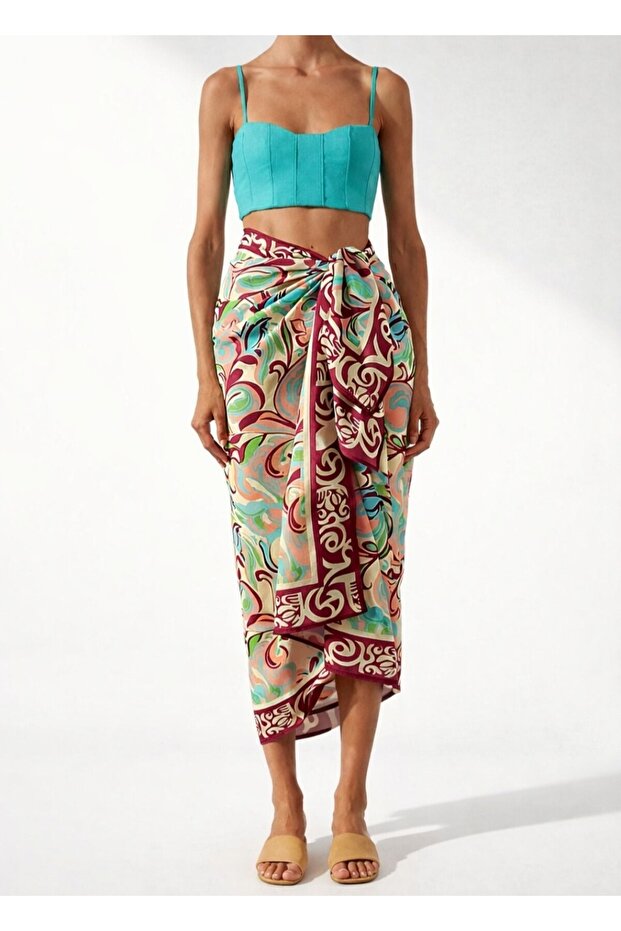 Ethnic Patterned Viscose Pareo - 1