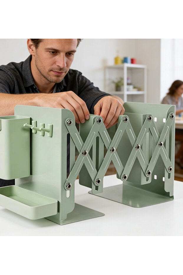 Retractable Foldable Book Storage Rack on Tabletop - 6