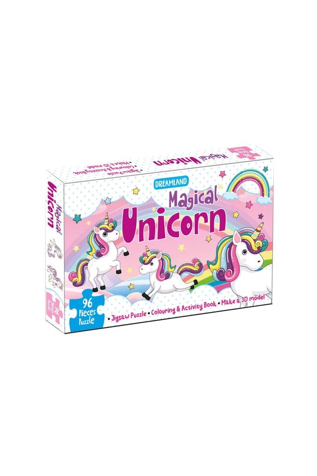 Magical Unicorn Jigsaw Puzzle for Kids – 96 Pcs | With Colouring & Activity Book and 3D Model