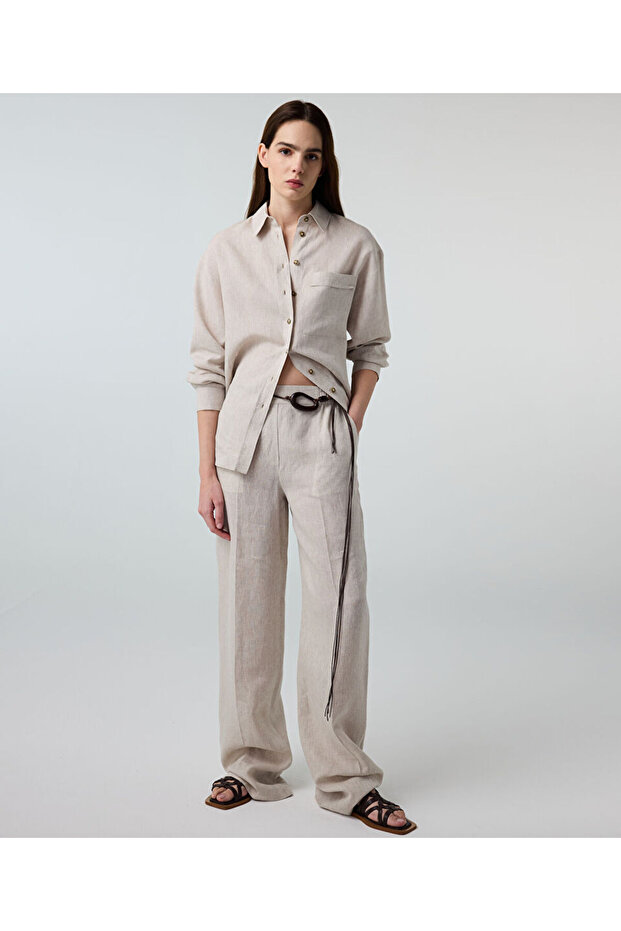 Thin Belted Linen Trousers