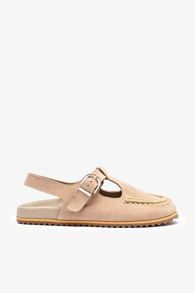 Lorin Beige Suede Leather Women's Sandals