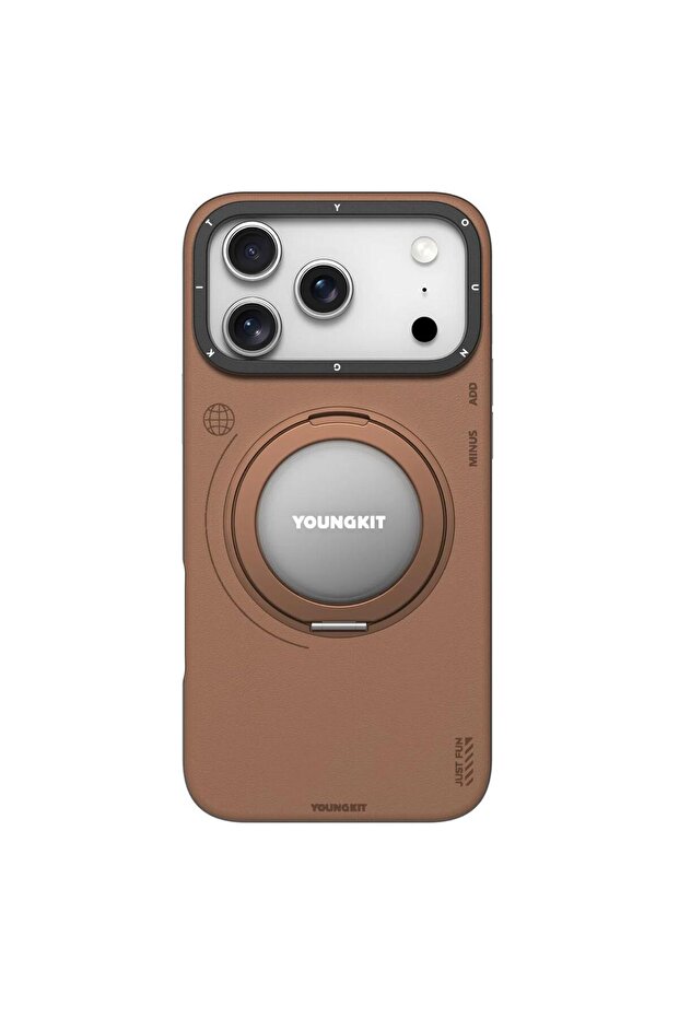 iPhone 17 Pro Leather Case 360° Rotating Magnetic Stand Shockproof Back Cover