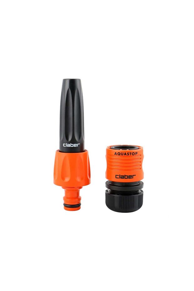 Jet Spray Nozzle and Coupling Set, Black/Orange