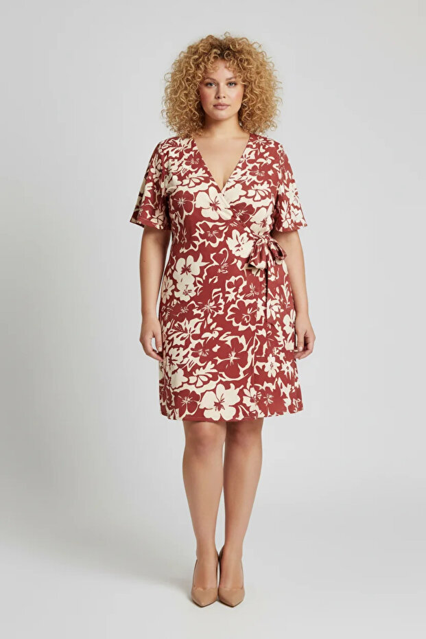 Floral Patterned Short Sleeve Dress