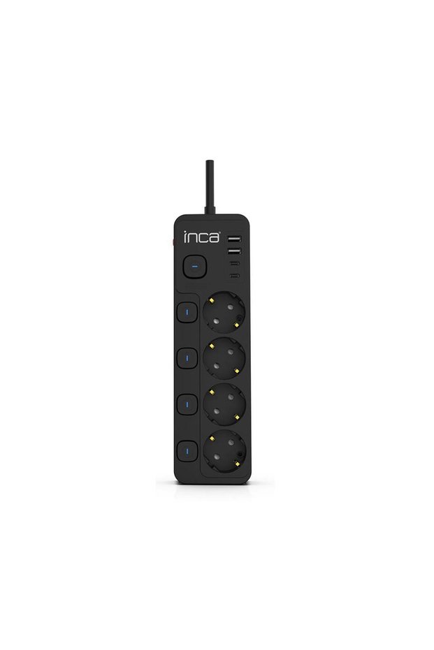 Ipw-48Sy3 4 Port 2Xusb+ 2Xtype-C Surge Protected Independent Led Button Socket 3m - Black