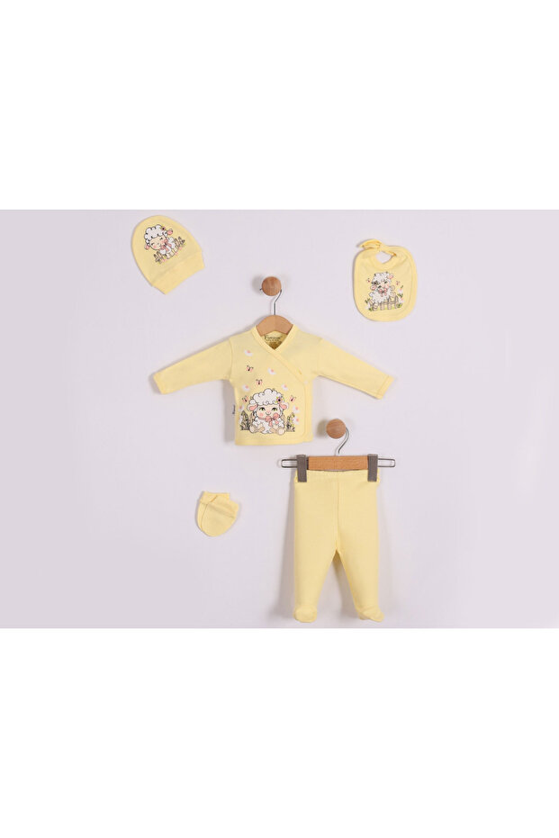 Sheep Printed Girls' 5-Piece Hospital Outfit Set