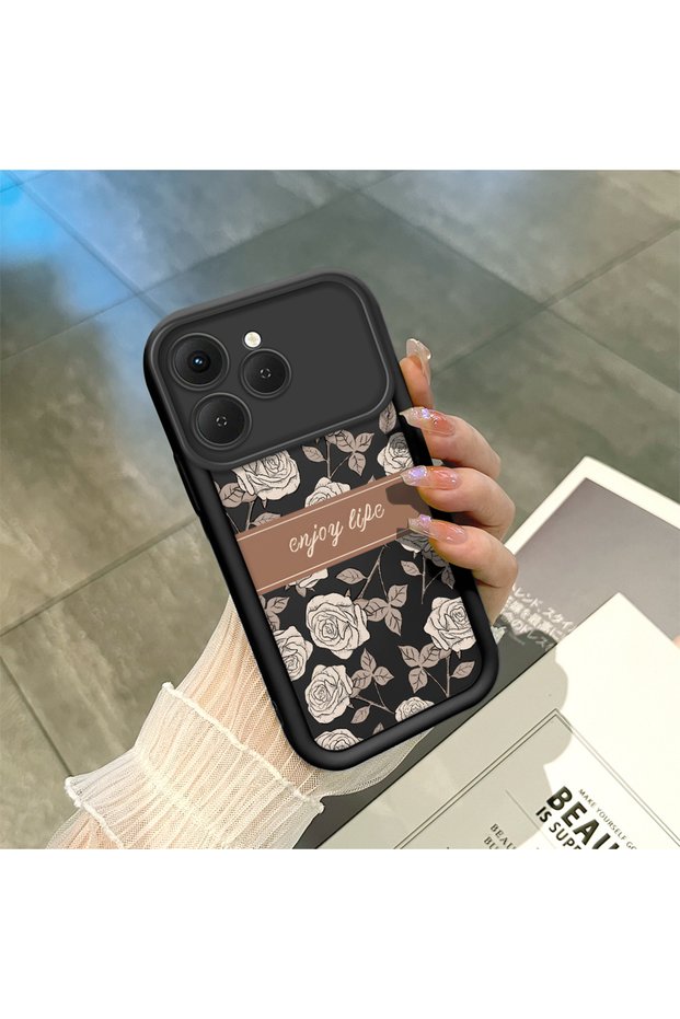 Tecno Spark 40 Compatible Shockproof Camera Protected Black Silicone Stylish Print Case