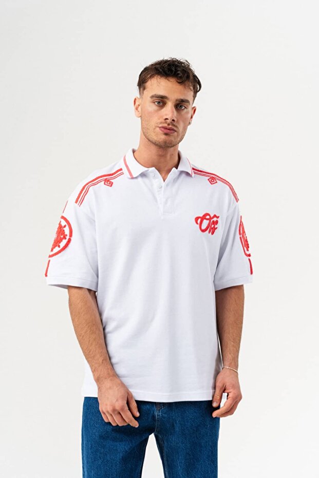 Stonepath Embroidery Detailed Polo Collar Oversize T-Shirt