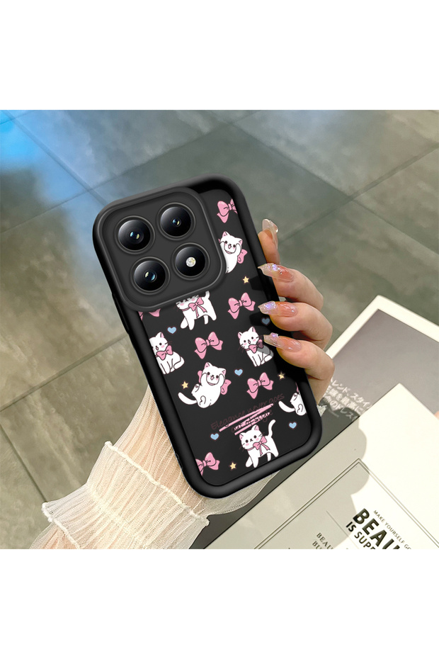 Mi 14t Pro Compatible Shockproof Camera Protected Black Silicone Stylish Print Case