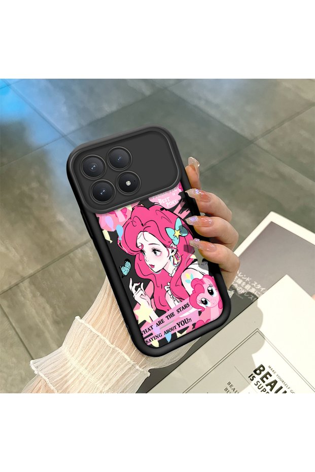 Redmi K90 5g Compatible Shockproof Camera Protected Black Silicone Stylish Print Case