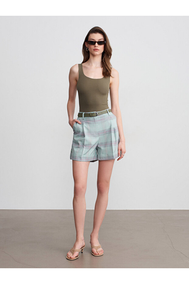 32778 Wide Strap Basic Cotton Top-Khaki - 5