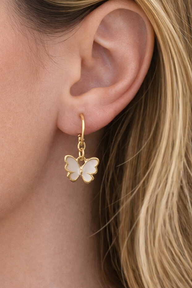 Enameled Butterfly Earrings - 1