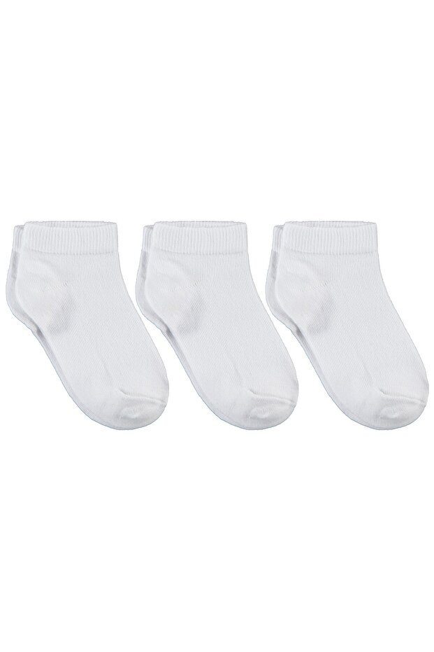 Basic White 3-Piece Booties Socks for Girls Aged 3-11