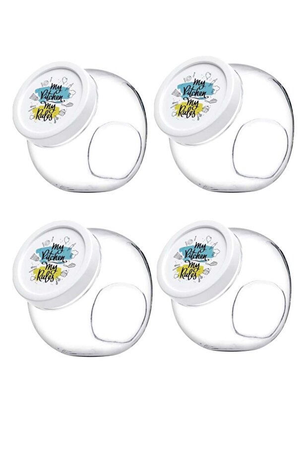 80000 Bella 4 Pieces Patterned Plastic Jars with Lids 1500 Cc