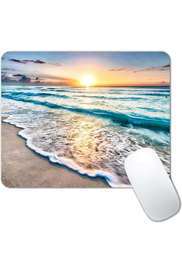 Mouse Pad with Beach Sunset Design
