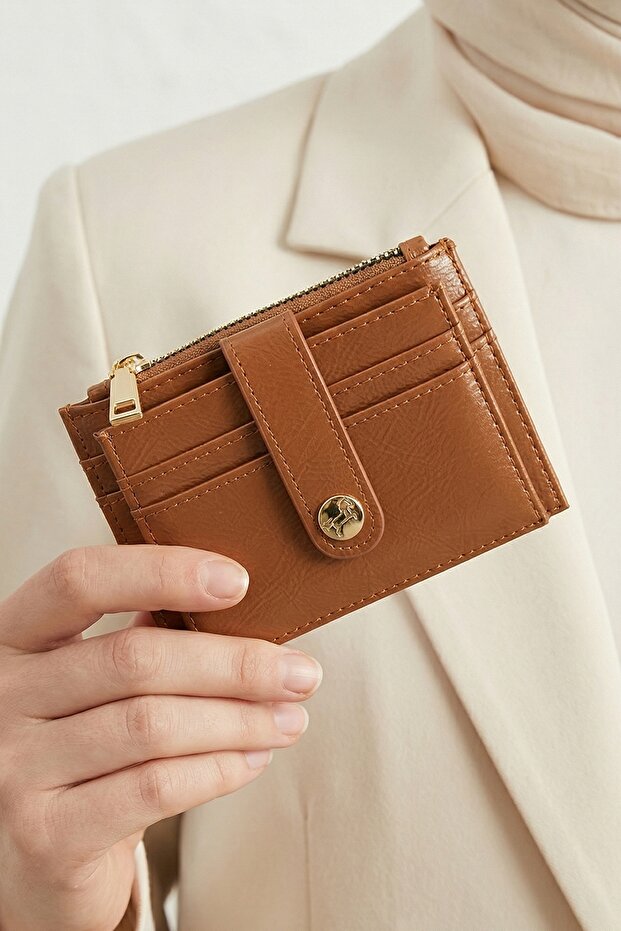 Slim Women's Card Holder Wallet Brown
