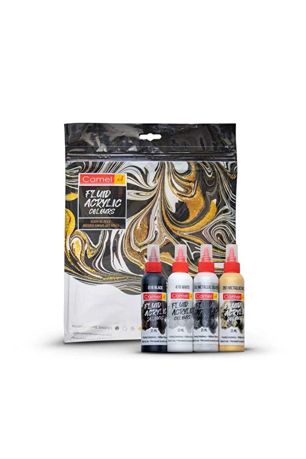 Fluid Acrylic Colour, Canvas And Apron Kit – Monochrome Shade