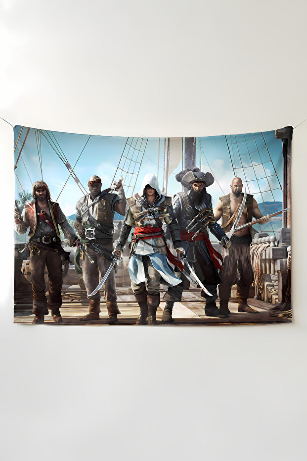Assasin's Creed Black Flag Anime Wall Cloth – Large Size Tapestry Room Decor High Resolution