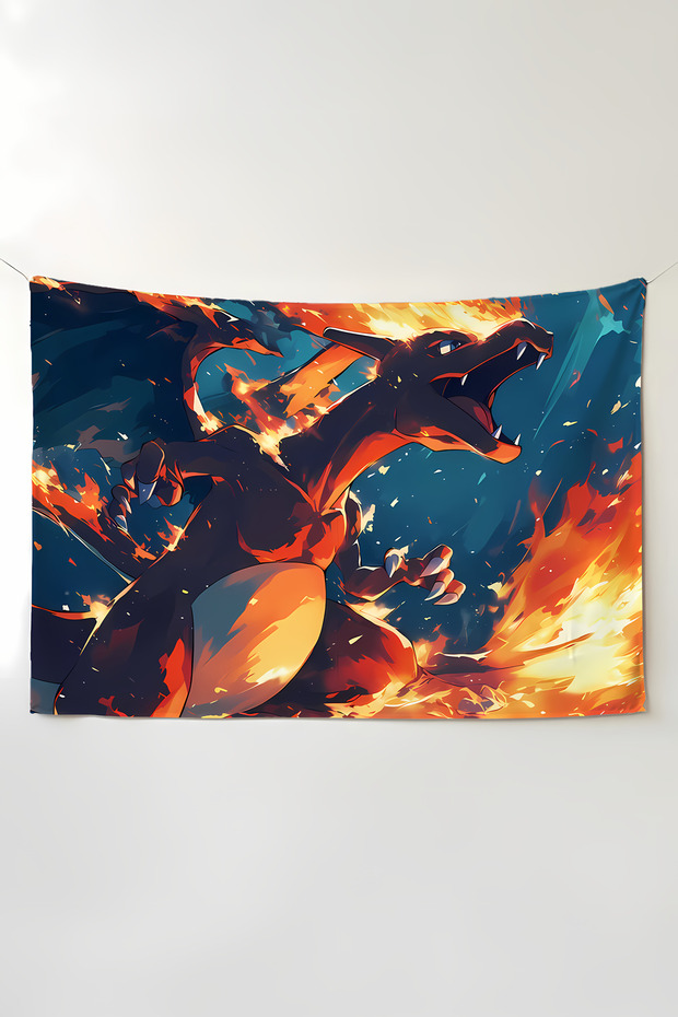 Charizard Pokemon Wall Covering – Large Size Tapestry Wall Carpet, Game Anime Movie Room Decor
