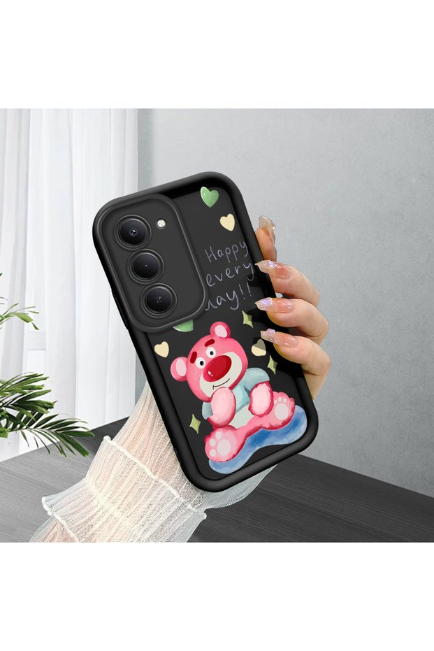 Redmi 15 4G/5G Compatible Black Silicone Stylish Print Case with Shockproof Camera Protection