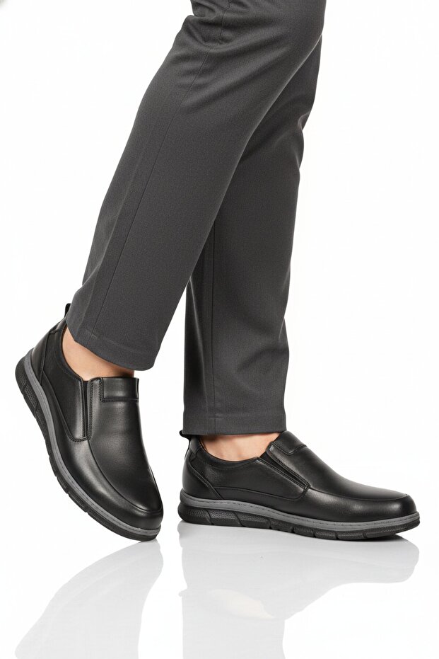 Black Genuine Leather Men's Casual Shoes