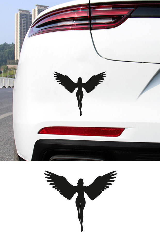 Angel Winged Woman Sticker - Angel Silhouette Car Sticker - Car Sticker Accessory 15X13Cm