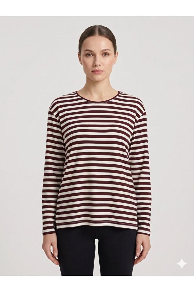 Viscose Fabric Mini Slit Long Sleeve Striped Combed Cotton Blouse