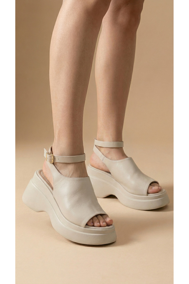 Ankle-Wrap Closed Top Summer Women's High Heels Wedge Heel in Sandals Shoes