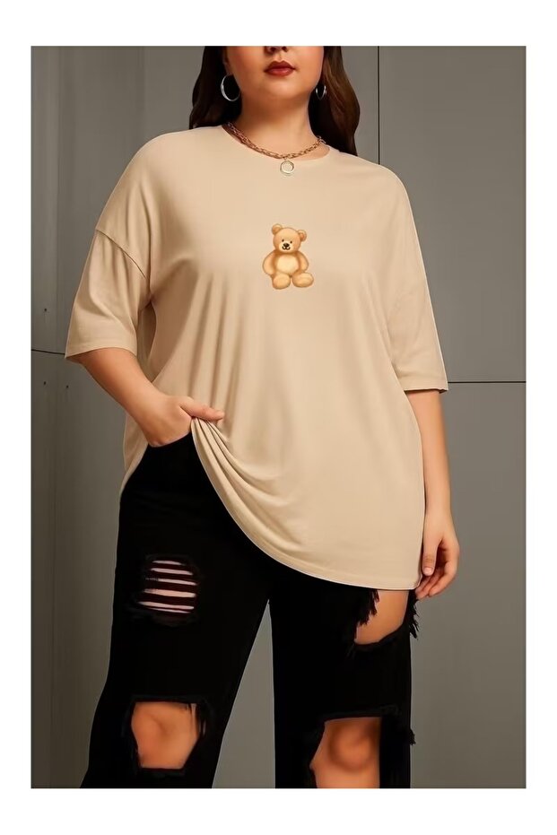 Bear Printed Oversize T-Shirt