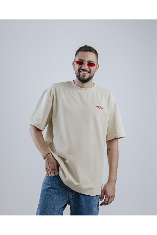 The Basic Oversized Mens Tshirts, Beige, SF15-4BEI , Size-M