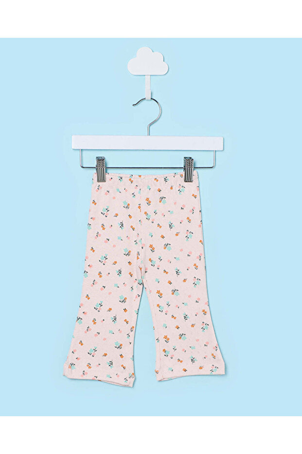 Infant Girls Pink Printed Pointelle Leggings
