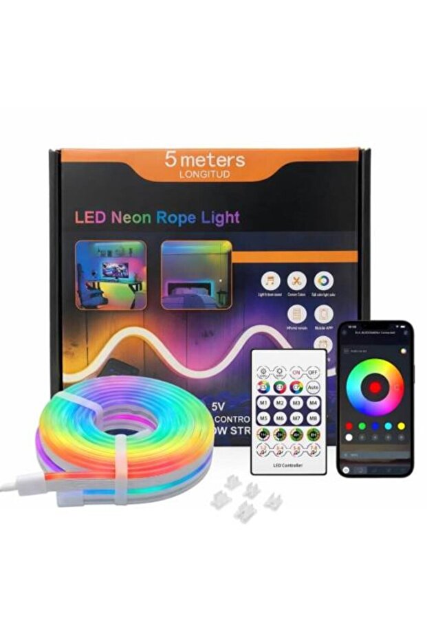 شريط إضاءة نيون مرن بتقنية LED IC-RGB بطول 5 متر