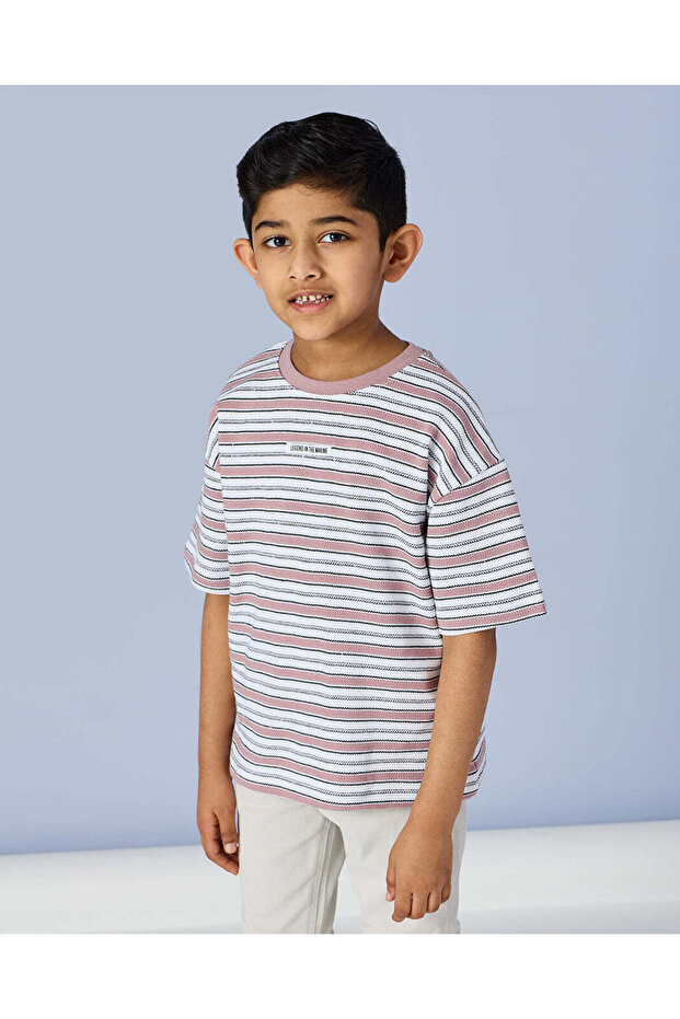 Boys Purple Striped T-Shirt