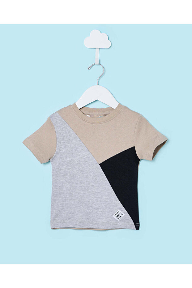 Infant Boys Beige Cut And Sew T-Shirt