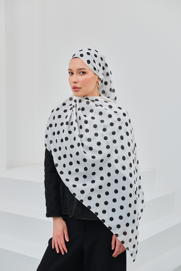 Polka Dot Patterned Cotton Soft Shawl Nostalgia Series Women's Polka Dot Shawl