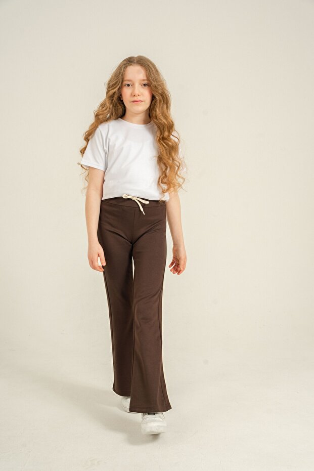 Wide Leg, Side Piping, Soft Textured - Comfort Fabric Girls' Sweatpants