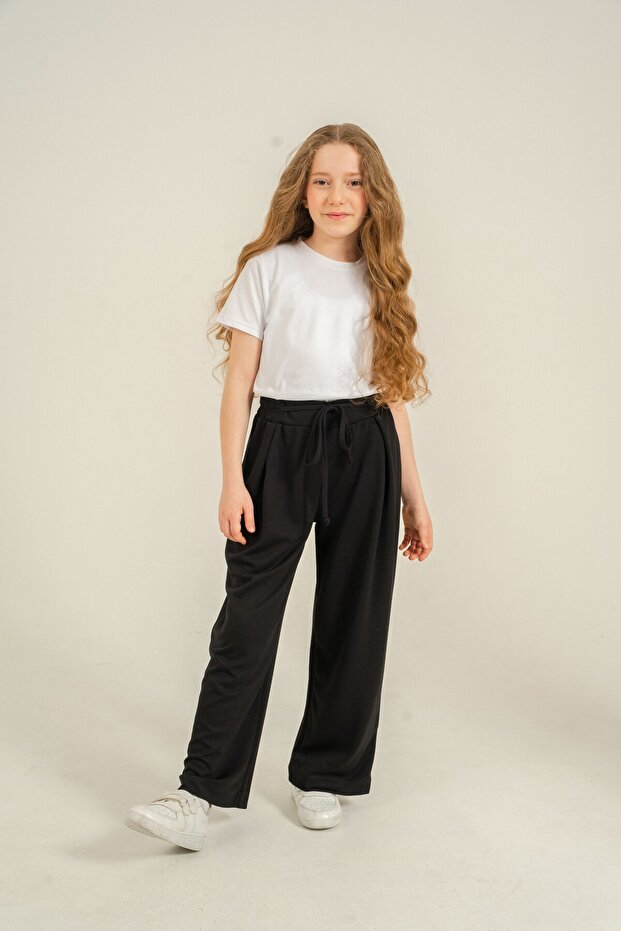 Front Pleated Soft Textured - Comfort Fabric Girls' Sweatpants