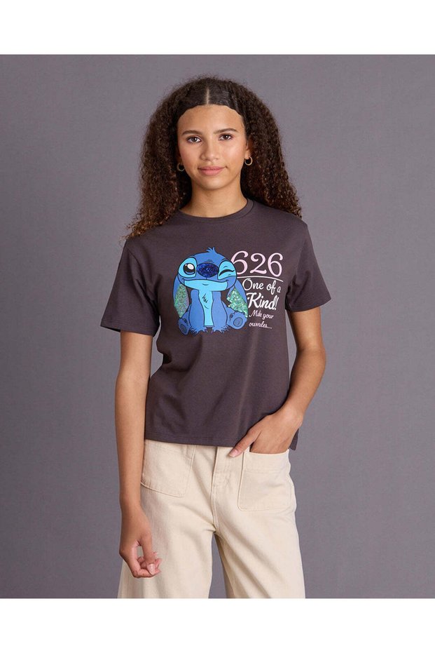 Senior Girls Charcoal Printed T-Shirt