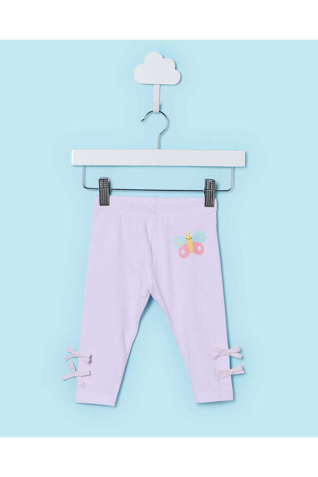 Infant Girls Lilac Butterfly Printed Leggings With Side Bows