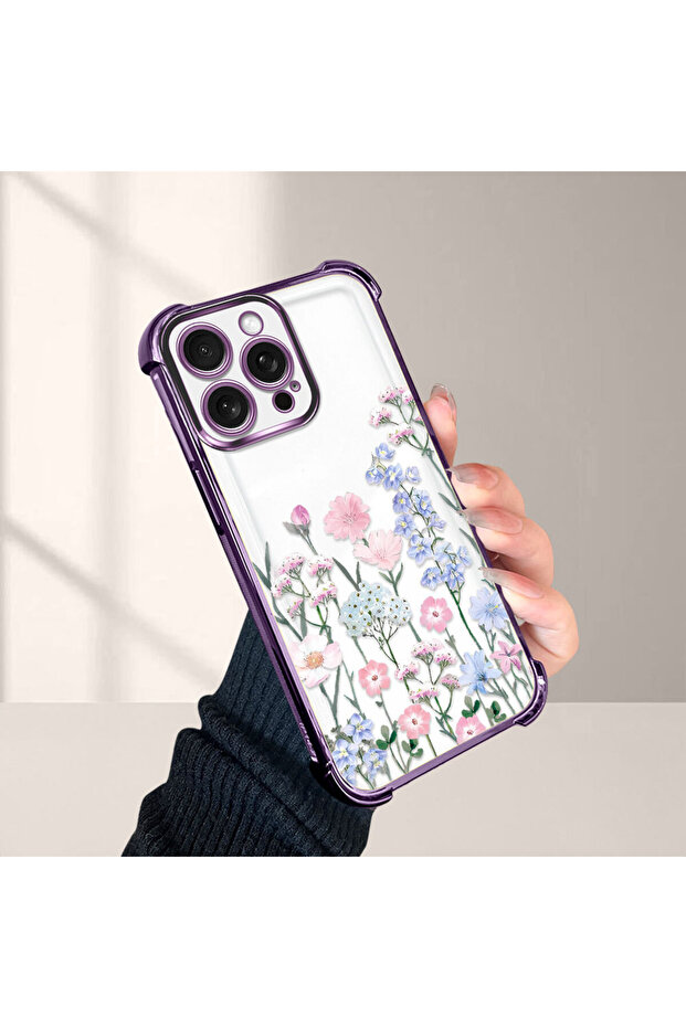 iPhone 15 Pro Max Compatible Beautiful Flower Pattern Drop-Resistant Protective Case - 1