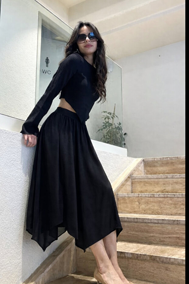 Asymmetrical Cut Modal Fabric Sports Skirt