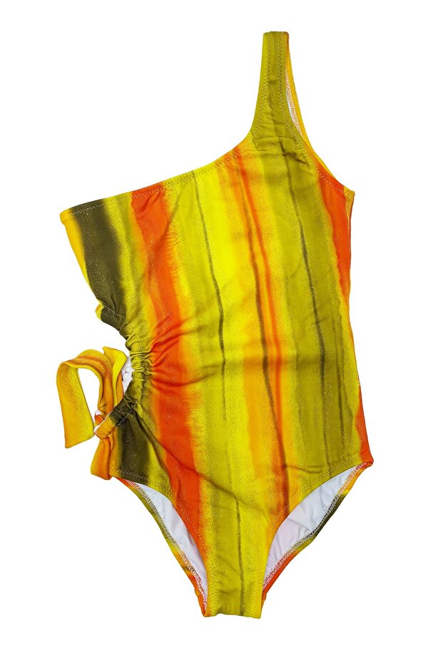 Sparkling Vertical Stripes Modern Design Stylish Girls' Swimsuit