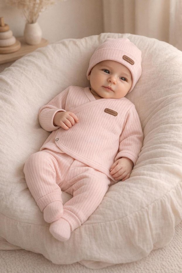 4 Seasons Cotton 7-Piece Newborn Baby Girl Hospital Discharge Bodysuit Set – 0-3 Months