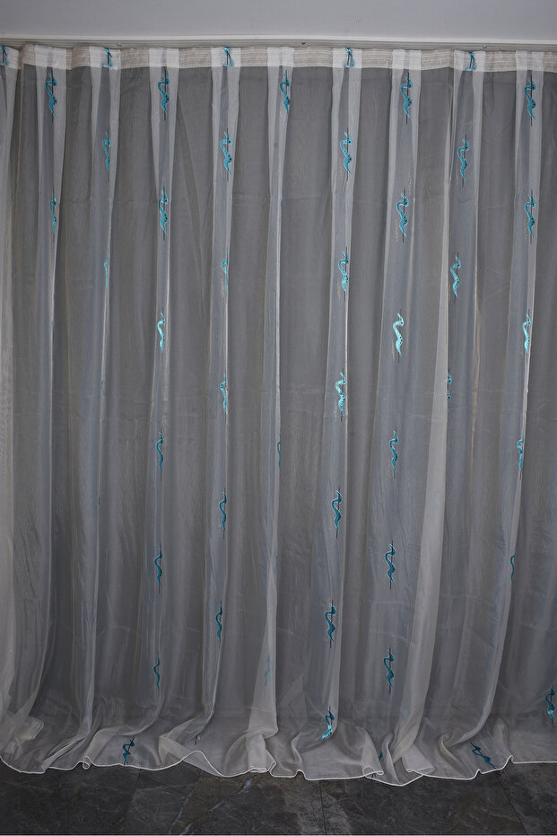 Organze 2400 Cream Color 5_3 Ready-Made Pleated Background Curtain 300*260 cm