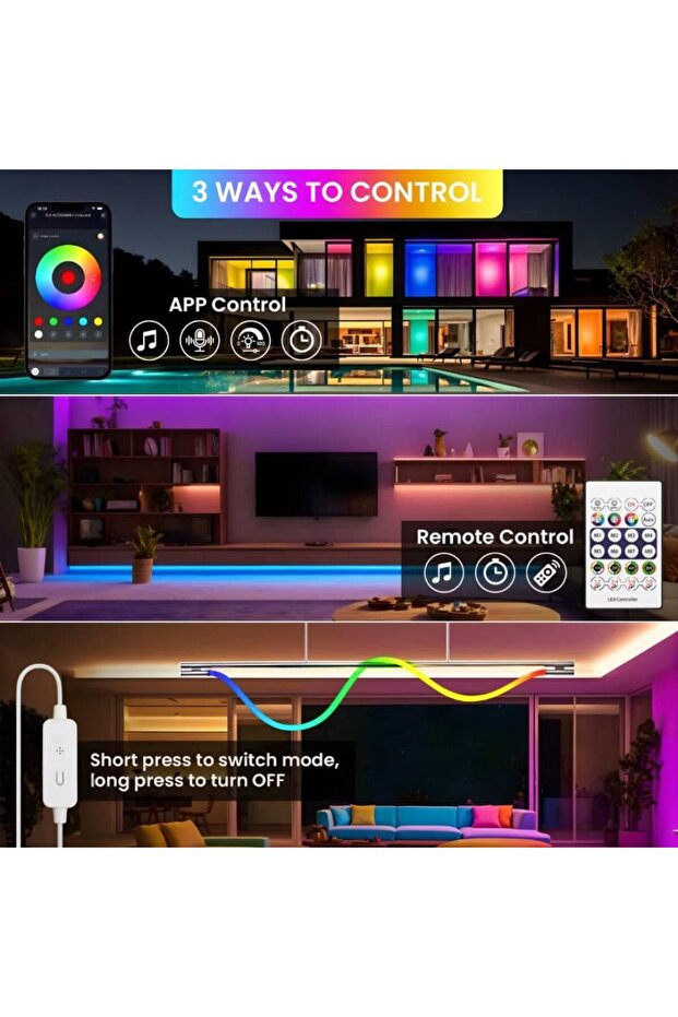 وحدة تحكم LotusLamp X الذكية للإضاءة LED RGB - تحكم عبر تطبيق البلوتوث وجهاز التحكم عن بعد - مزامنة الموسيقى ووظيفة التوقيت - 5