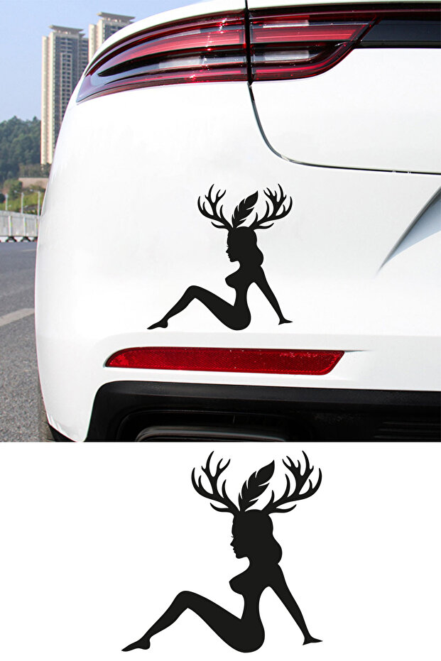 Deer Woman Sticker - Car Motor Sticker - Helmet Sticker 15X15Cm